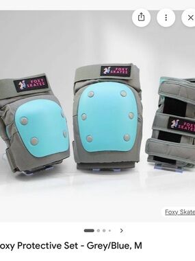 Foxy Skates Protective Pad Set - Grey with Light Blue